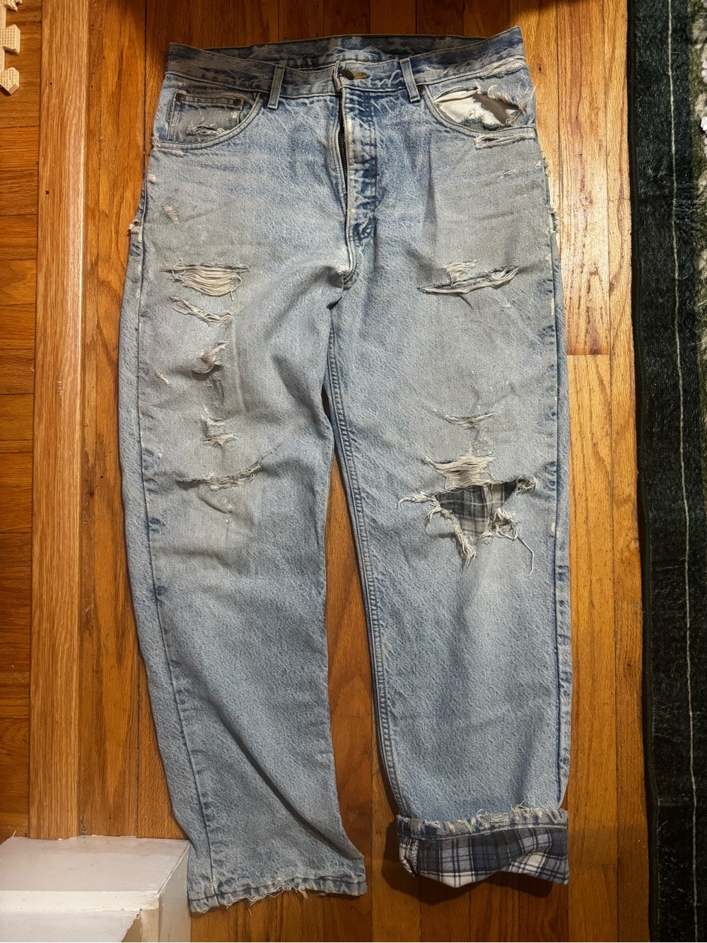 Vintage Light Blue Distressed Men’s Jeans